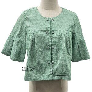 Live a Little Striped Light Stylish Cropped Jacket With Bell Sleeves Size Med